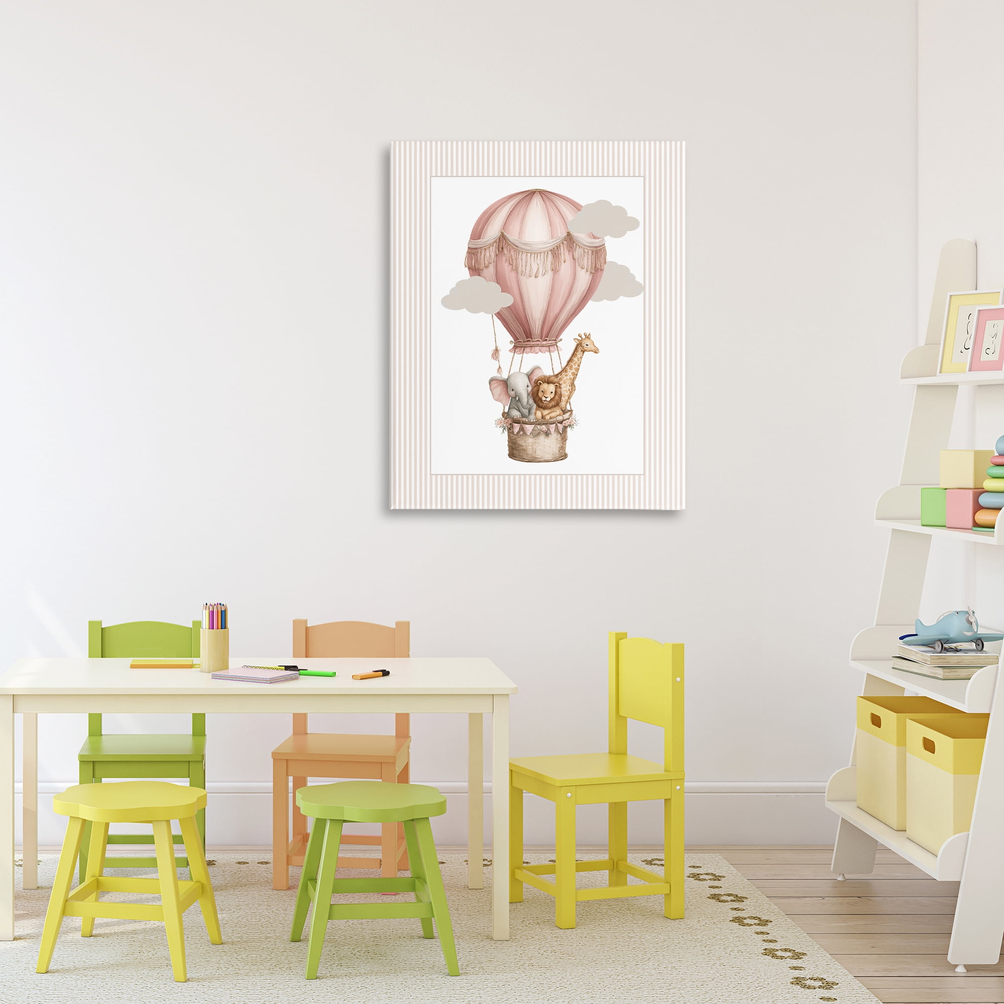Stupell Industries Hot Air Balloon Animals Pink Canvas Wall Art, design by Christine Simpson Art