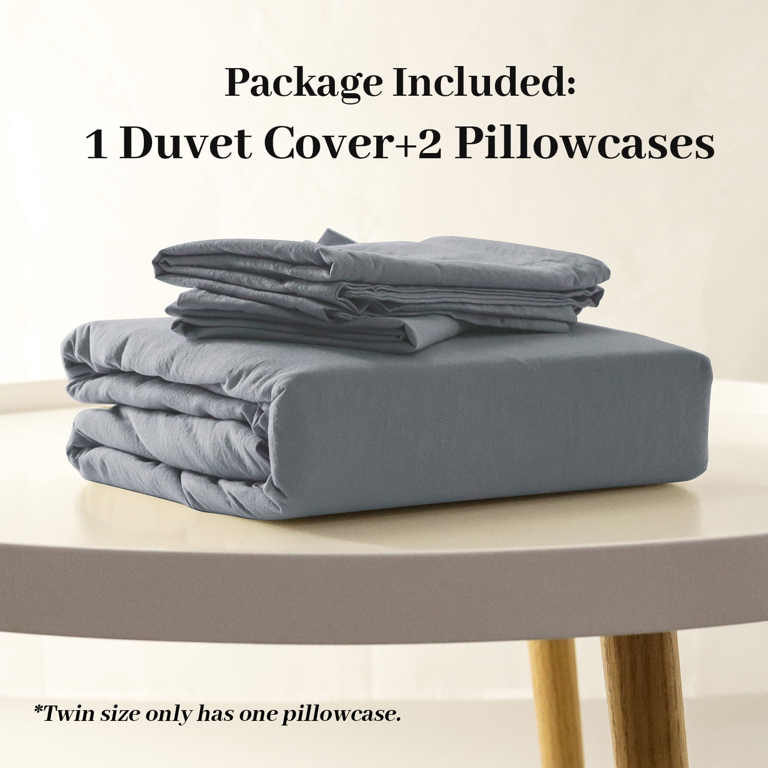 NEXHOME PRO Duvet Cover Set 100% Washed Cotton 3 Pieces Linen Breathable Soft Durable Duvet Cover Bedding Set with Zipper Closure, King Size Grey(Comforter Not Included)