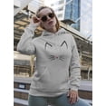 thumbnail image 2 of Smartprints Womens Graphic Hoodie Sport Grey - Cute Abstarct Design Of Cat Face Cotton Blend Classic Fit, 2 of 4