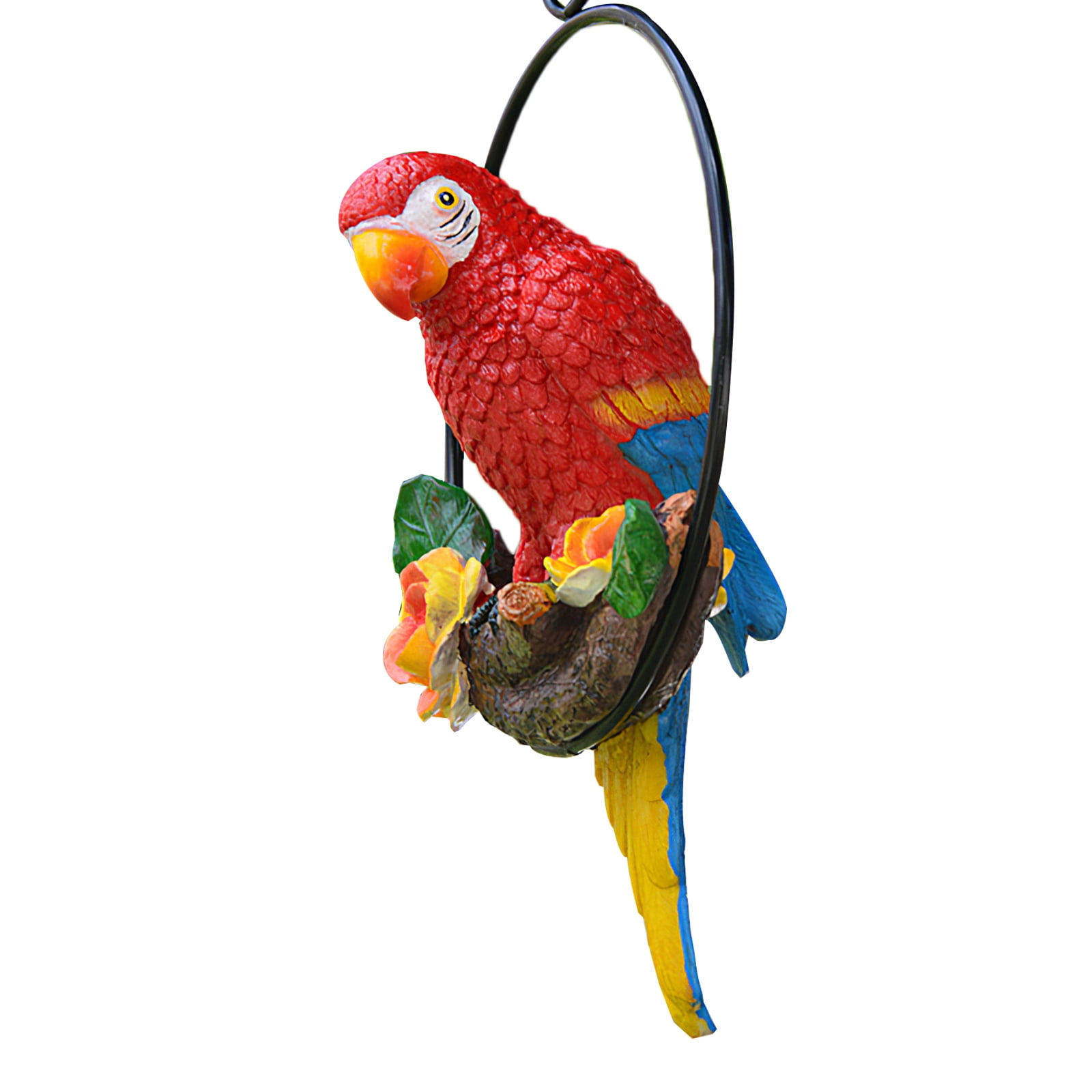 COLORFUL GREEN STANDING METAL PARROT LARGE 16" TROPICAL FUN BIRD FIGURINE STATUE 