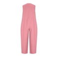 thumbnail image 4 of Jumpsuits for Women Capris Dressy Half Button Sleeveless Jumpsuit Stand Collared Solid Color Overalls Loose Wide Leg Jumpsuits with Pockets Pink 2XL, 4 of 6