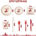 thumbnail image 5 of Fashionwu 200Pcs Disposable Paper Plates Set with Cutlery, Christmas Dinnerware & Utensil Includes Plates, Fork, Knife & Spoon for Xmas Party, Camping, Picnic, BBQ, 5 of 7