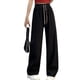 thumbnail image 3 of Pantalones anchos ultrafinos para mujer, pantalones casuales con cinturón de cordón doble, pantalones drapeados adelgazantes con cara sonriente, pantalones rectos, pantalones de fregona, 3 of 6