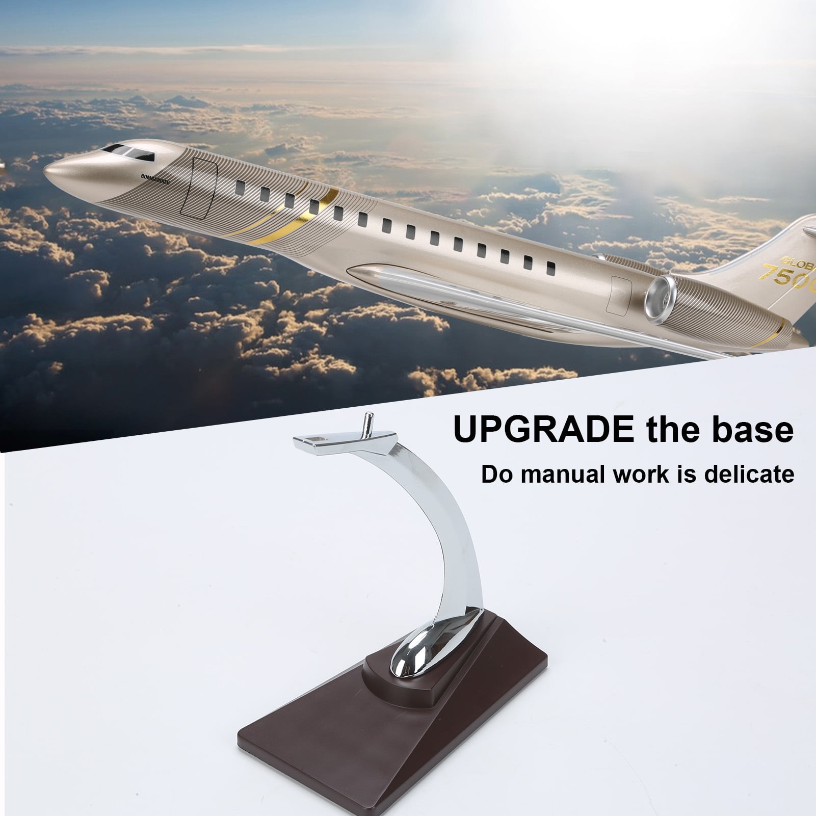 1:72 Scale Models Jet Aviation Gulfstream Model Airplane for Bombardier Global 7500 Business Jet, Alloy Gold Plane Models Diecast Airplane Model Jet for Collection or Office Ornaments Gift