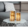 thumbnail image 4 of Velas LED de vidrio sin llama con pilas con control remoto y temporizador, velas de cera real, color cálido y parpadeante para decoración de bodas (paquete de 3) -Oro, 4 of 5