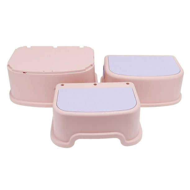 Set of 3 Children's Footstools, Stable, Non-Slip, Smooth Edges, for Bathroom, Toilet, Kitchen, Pink