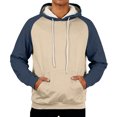 thumbnail image 6 of Domuza Pullover Hoodie for Men Thick Sherpa Lined Heavyweight Hooded Sweatshirt Fall Winter Warm Fashion Color Block Athletic Fleece Pullover Dark Blue XL, 6 of 9
