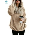 thumbnail image 3 of Deago Women's Oversized Fuzzy Casual Loose Sweatshirt Pullover Hoodies Long Sleeve Sweater with Pockets Outwear M-3XL, 3 of 5