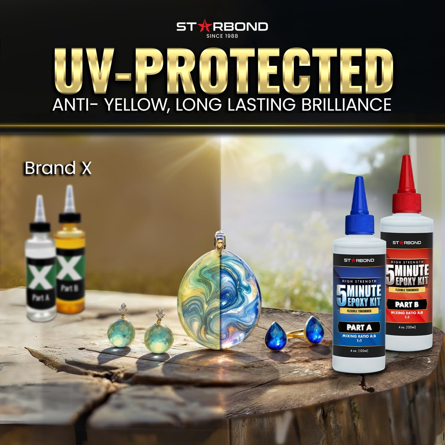 8 oz. XL Starbond 5 Minute Epoxy — Enhanced Strength (2,600 lb Shear Strength), UV-Resistant, Easy to Use, Fast Setting Glue — Compatible with Metal, Plastic, Wood, Ceramics, Glass and More