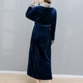 thumbnail image 4 of Defitshape Women's Full Length Plush Robe Ladies Soft Long Sleeve Shawl Collor Warm Kimono SPA Hotel Hot Tub Bath Lounge Shower Long Fuzzy Fleece Bathrobe with Pockets Navy Large, 4 of 4