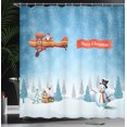 thumbnail image 4 of Ambesonne Christmas Shower Curtain, Santa Plane Snowman, 69"Wx75"L, Blue Orange, 4 of 5