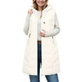 thumbnail image 6 of larppty Women Lightweight Puffer Vest Long Winter Coat Zip Up Quilted Jackets Hooded Sleeveless Plus Size Warm Vest (White, 3XL/XXL), 6 of 6