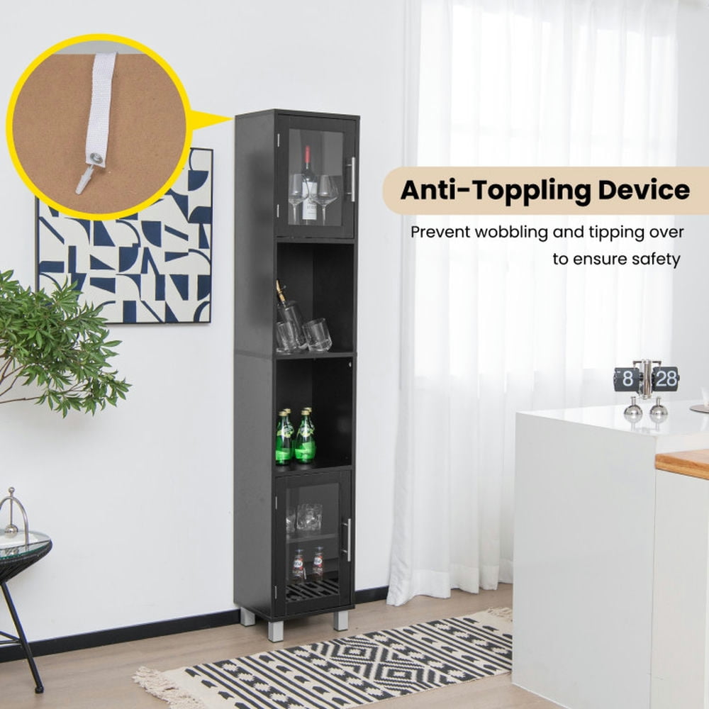 Finihen Bathroom Storage Cabinet, Bathroom Floor Cabinet, 71 Inch Tall Tower Bathroom Storage Cabinet and Organizer Display Shelves, for Bedroom, Black Finihen Bathroom Storage Cabinet, Bathroom Floor Cabinet, 71 Inch Tall Tower Bathroom Storage Cabinet and Organizer Display Shelves, for Bedroom, Black