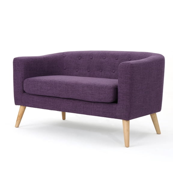 GDF Studio Brony Muted Purple Fabric Mid Century Modern Loveseat