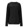 thumbnail image 4 of Otntypg Athletic Sweatshirts for Women Lightweight Casual Fall Long Sleeve Basic Crewneck Pullover Tops Loose Fit Comfy Workout Tunic Tees Shirt Black XL, 4 of 9