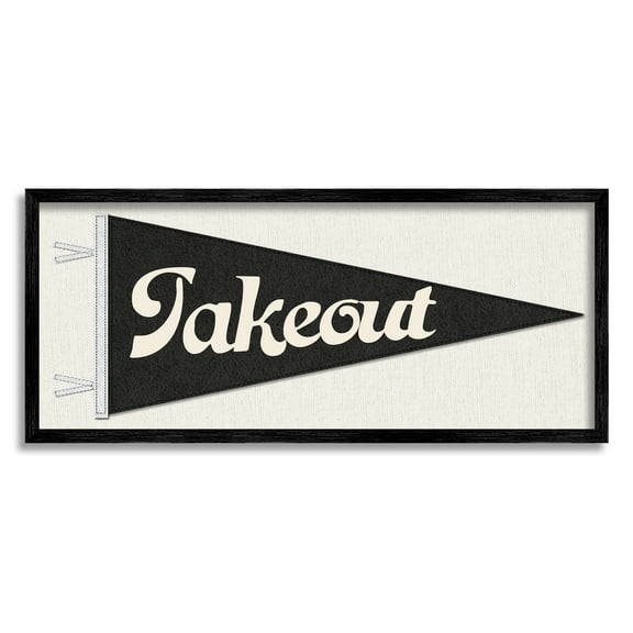 Stupell Kitchen Takeout Pennant Banner Shape Food & Beverage Painting Black Framed Art Print Wall Art