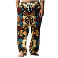 thumbnail image 2 of Pantalones largos para hombre, cintura elástica, transpirables, cómodos, suaves, informales, de playa, de poliéster., 2 of 5