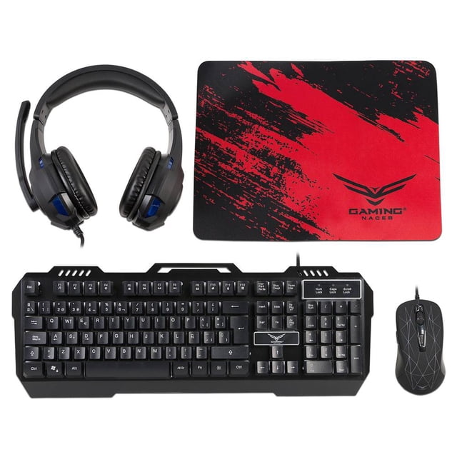 Kit de Teclado Mouse Audífonos y Mousepad Naceb NA-0925