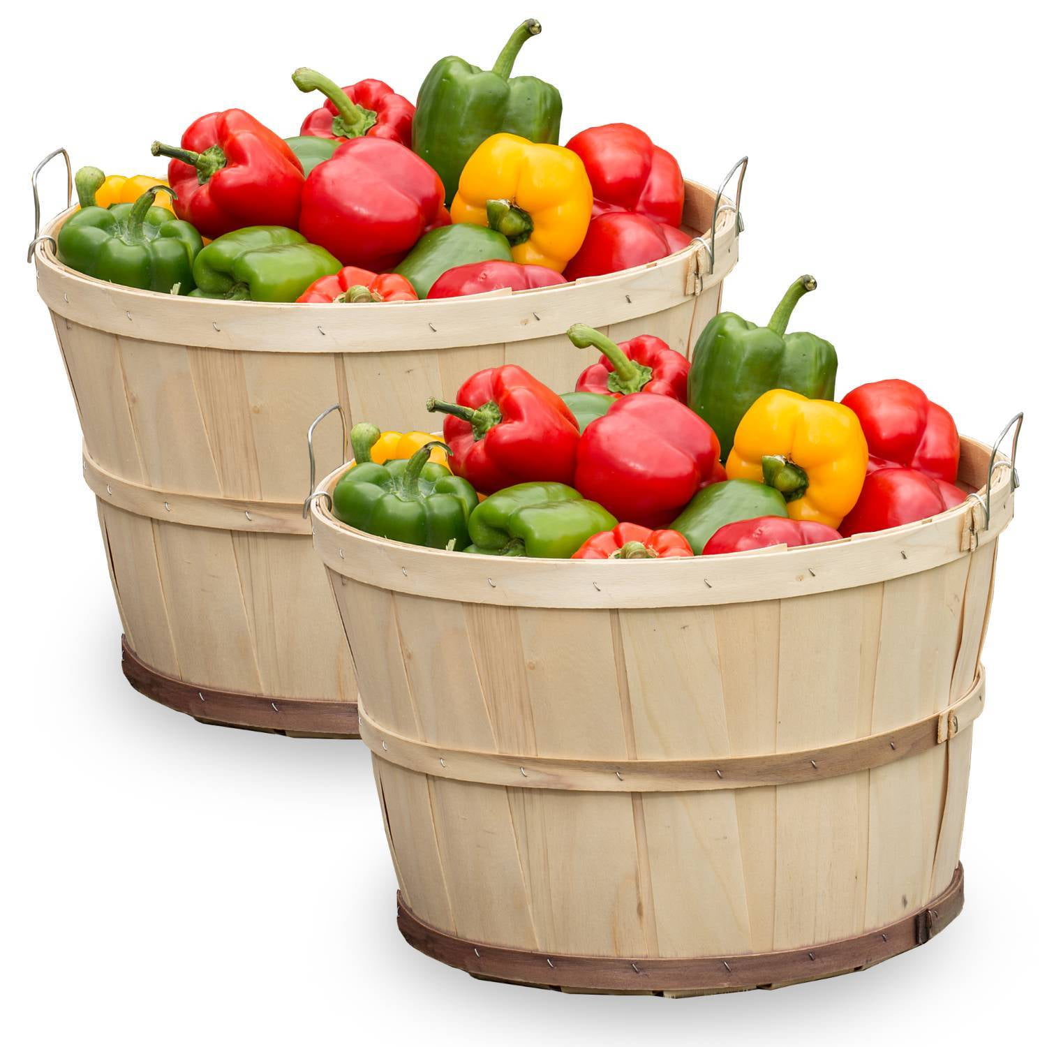 HandCrafted Poplar Bushel Baskets, USA Made, 11 3/4 x 17 3/4 inches