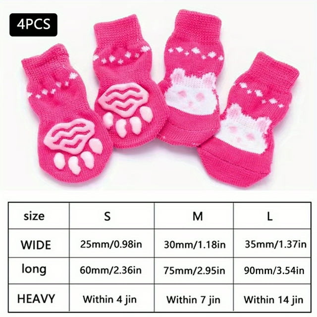 4PCS Pet Paw Protection Dog Socks For Pet Dog Small Cat Non-slip Pet Socks Christmas Gift Pattern