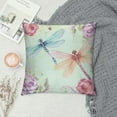 thumbnail image 2 of Creowell  Dragonfly Throw Pillow Cover,Watercolor Floral Botanical Double Sides Print Cushion Cover for Bed Sofa,Natural Themed Square Couch Pillow Cover,Single Pack, 2 of 5