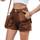 thumbnail image 1 of Pantalones Cortos Vaqueros de Verano para Mujer, Informales, con Cintura Elástica y Bolsillos Marrón S, 1 of 10