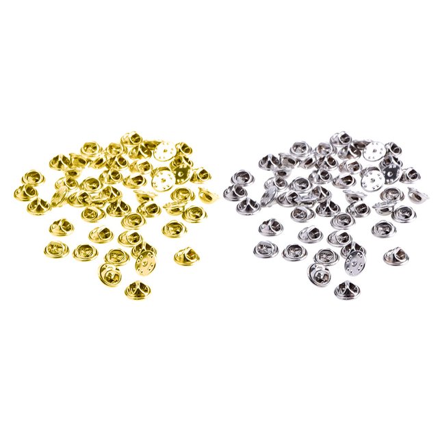 Miangastore 200pcs Brass Clutch Badge Insignia Clutches Pin Backs Replacement(Silver/Golden Each Color 100pcs)
