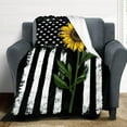 thumbnail image 4 of Sunflower and American Flag Throw Blanket Gifts for Women Flannel Fleece Fuzzy Blankets Soft Warm Cozy for Bed Couch Sofa Living Room Decor for Kids 50"x40", 4 of 6