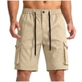 thumbnail image 2 of Stamzod Cargo Shorts for Men Elastic Waist Summer Casual Work Short with Multi Pocket Mens Clothes Khaki L, 2 of 8