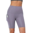 thumbnail image 4 of Cadmus Women's High Waist Spandex Compression Yoga Athletic Shorts for Workout Bike Running Side Deep Pockets,Light Pink & light Purple & Turquoise,Medium, 4 of 9