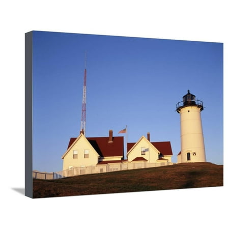 Nobska Lighthouse - Nobska Lighthouse, Woods Hole, Cape Cod, Massachusetts, USA Stretched Canvas Print Wall Art By Walter Bibikow