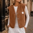 thumbnail image 3 of Vixolx Womens Cropped Sherpa Vest V Neck Button Down Sleeveless Fuzzy Fleece Jacket with Side Pockets Casual Loose Warm Fall Outerwear, 3 of 8