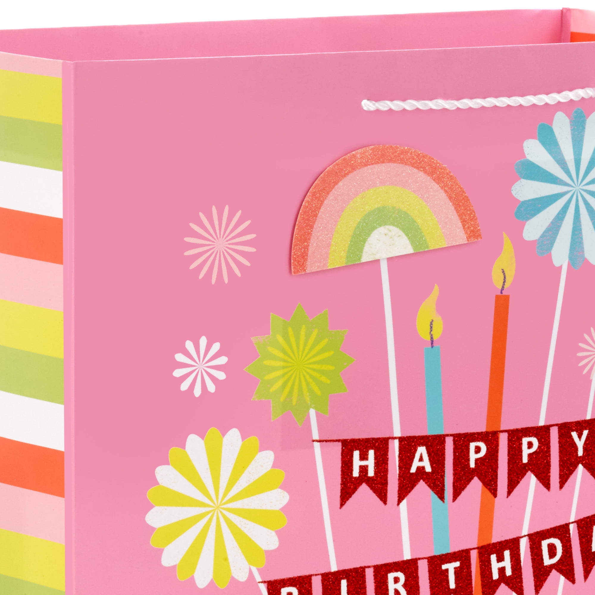 Hallmark Extra-Deep Birthday Gift Bag (Painted Cake on Pink), 1 count