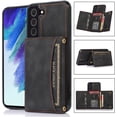 thumbnail image 5 of Design for Samsung Galaxy S22 5G Wallet Case with Tempered Glass Screen Protector PU Leather Credit Card Holder Slot Phone Cases Kickstand Shockproof Protective Cover for Men 6.1 inch Black, 5 of 6