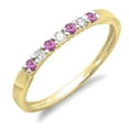 thumbnail image 1 of Dazzlingrock Collection 10K Round Pink Sapphire Ladies 7 Stone Anniversary Wedding Stackable Band, Yellow Gold, Size 7.5, 1 of 1
