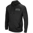 thumbnail image 2 of Men's Colosseum Black TCU Horned Frogs Blackout 3.0 Tonal Raglan Full-Zip Hoodie, 2 of 3