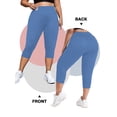 thumbnail image 5 of FlorCurve Plus Size Capri Leggings for Women with Pockets High-Waist Tummy Control Yoga Pants Stretch Workout Leggings, Blue 2XL, 5 of 6