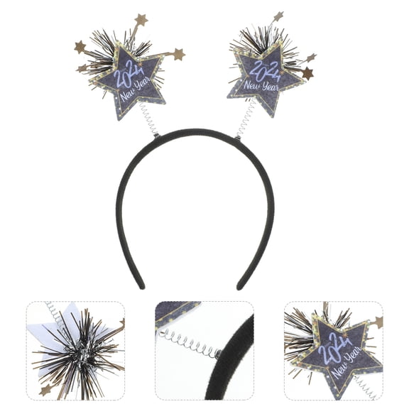 AURARMLET New Year Party Headband Black Hairband Photo Booth Prop for 2024 Festive Events