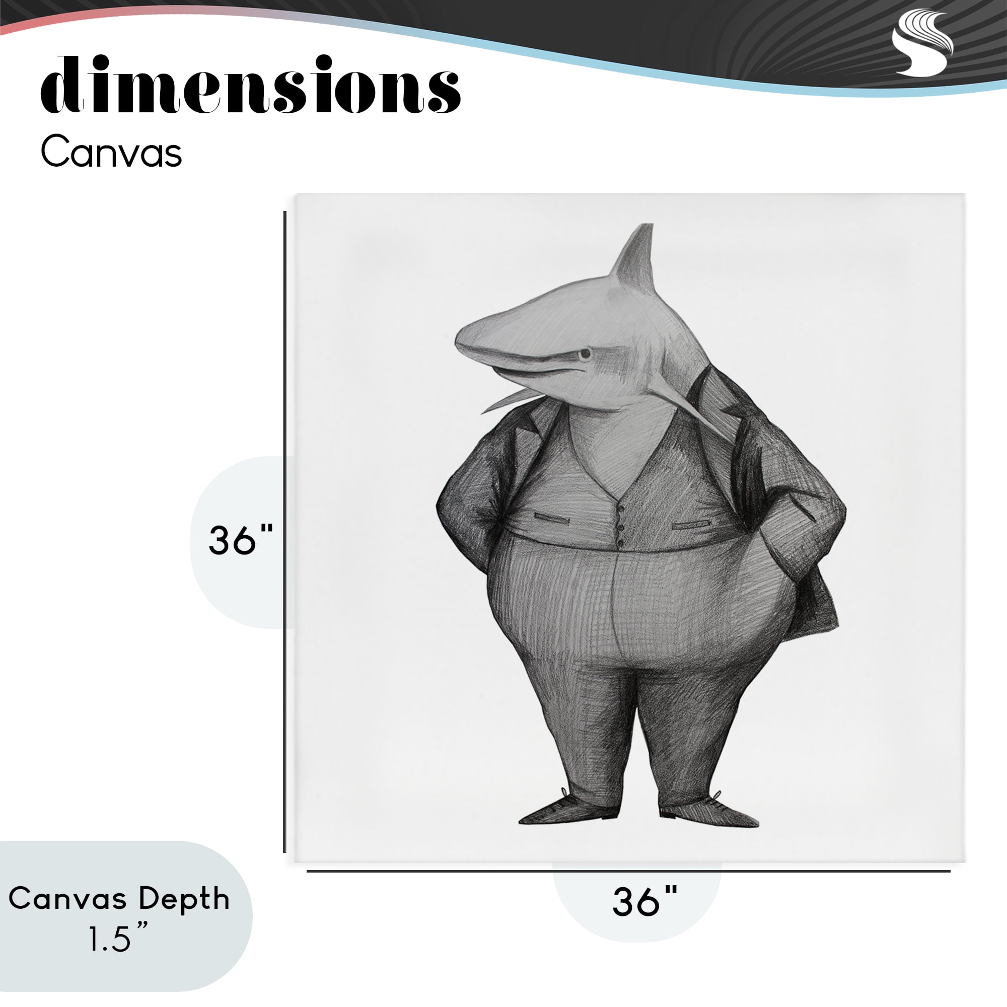Stupell Industries Shark In Suit Drawing Canvas Wall Art, design by Violeta Vollmer