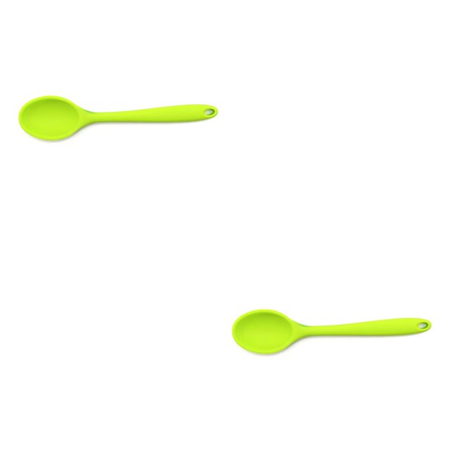 Electronicheart Silicone Spoon Long-handled Kitchen Cooking Professional Home Tableware Flexible Non-stick Soup Scoop Hotel Using Green 2Set