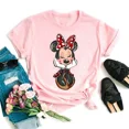 thumbnail image 5 of Camiseta de algodón rosa informal con estampado de dibujos animados de pato Daisy de Disney a la moda de verano, camisetas de cuello redondo, camiseta holgada de manga corta para niña, 5 of 5