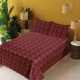 thumbnail image 2 of Ambesonne Art Deco Fitted & Flat Sheet with Shams 4 Pcs Set, Burgundy Vintage Shells, Queen, Burgundy and Sand Brown, 2 of 5