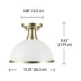 thumbnail image 3 of Globe Electric 1-Light Matte White Semi-Flush Ceiling Light, Brass Accents, Modern Glam, 91004455, 3 of 7