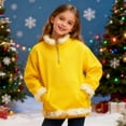 thumbnail image 2 of KAUOD Boys Girls Christmas Fleece Jackets Half Zipper Cute Fuzzy-Lined Hooded Coats Kids Winter Pullover Sweatshirts Clothes, 2 of 7
