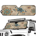 thumbnail image 2 of Yuyamidu Dragonfly Windshield Sun Shade for Jeep Wrangler TJ JK JKU JL JLU, Boho Flowers Car Winshield Sunshade, Blocking Heat and UV Rays, 2 of 7