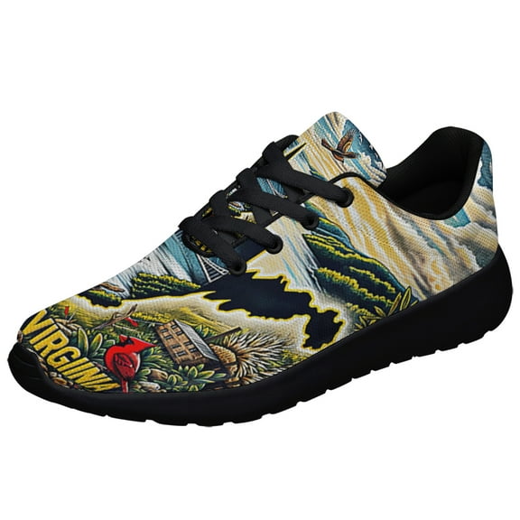 WeStVirginia Map Stte Shoes Sneakers Black Size 3.5