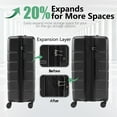 thumbnail image 3 of JOINSUN 20 inch Carry on Luggage, Hard Shell ABS Suitcase with Double Spinner Wheels, Lightweight Expandable Rolling Suit Case with TSA Lock, Black, 3 of 8