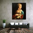 thumbnail image 3 of Da Vinci Canvas Wall Art Lady With An Ermine Framed Painting Large Canvas Art For Bedroom Office Livingroom Ready to Hang, 3 of 6