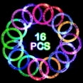thumbnail image 4 of Pulseras LED - 16 unidades - Accesorios brillantes para fiestas que brillan en la oscuridad - Pulseras luminosas - Juguetes luminosos como regalos de cumpleaños - Pulseras para niños y adultos, 4 of 5