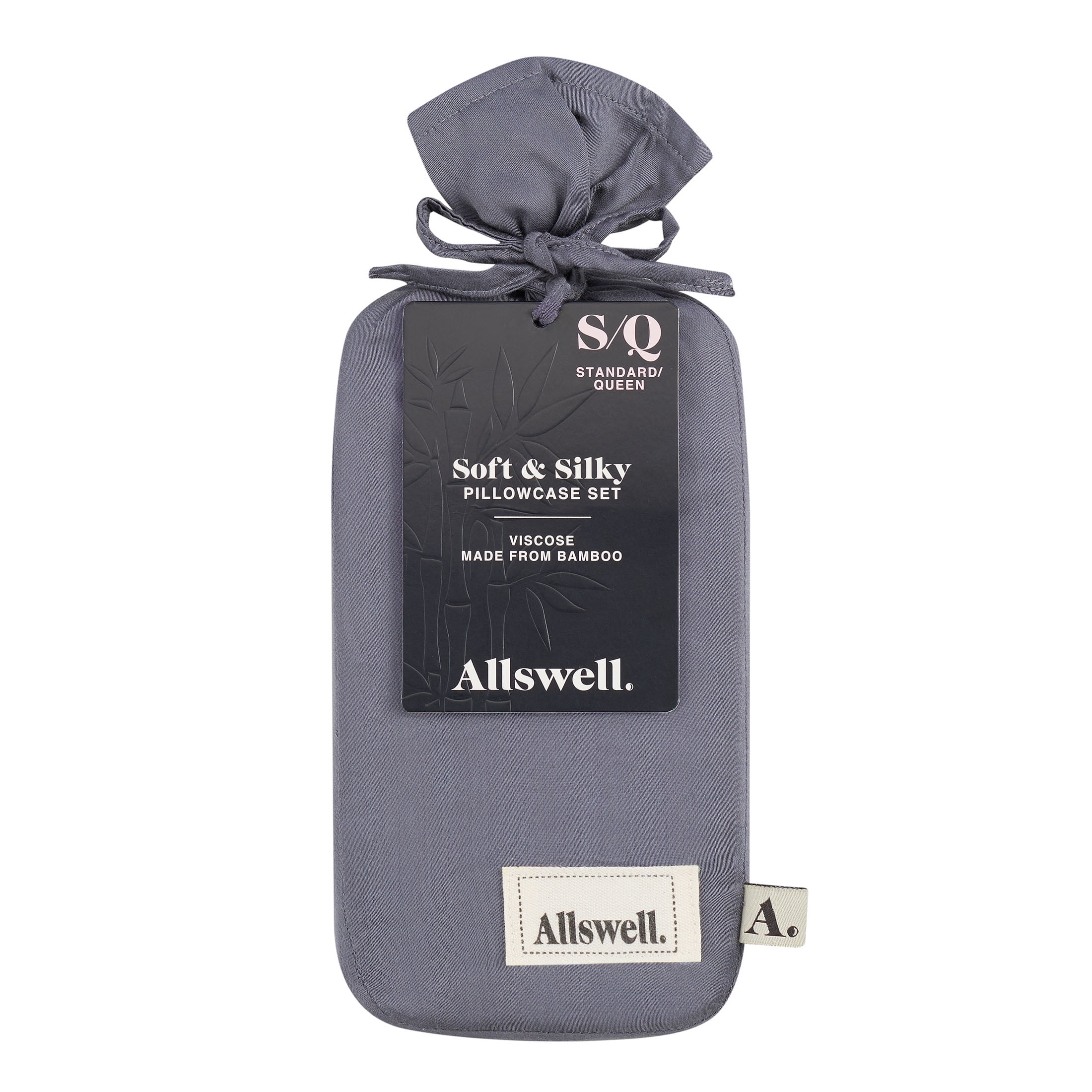 Allswell Soft & Silky Shark Rayon Derived from Bamboo Sateen Pillowcases, Standard/Queen (2 Count)